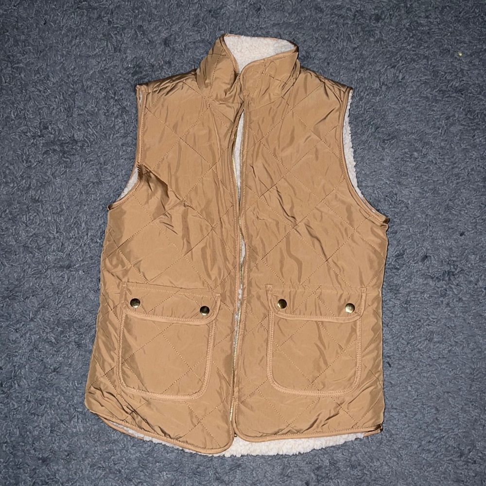 Tan fuzzy vest